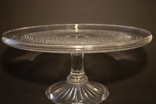 Vintage Pressed Glass Cake Stand – Clear Pedestal Serving Plate