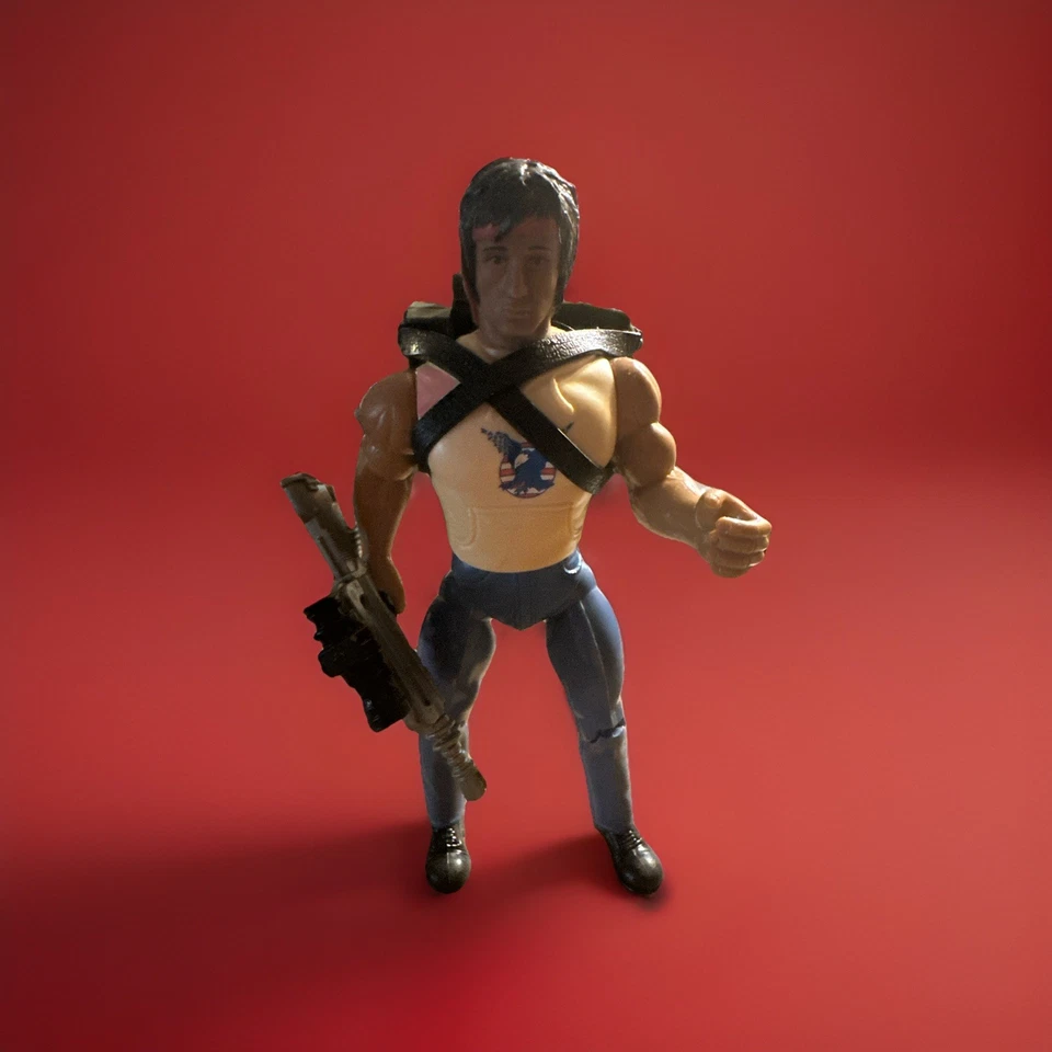 Boneco de ação Fire Power John Rambo Sylvester Stallone Rambo 1986 Coleco vintage - Imagem 3 de 4