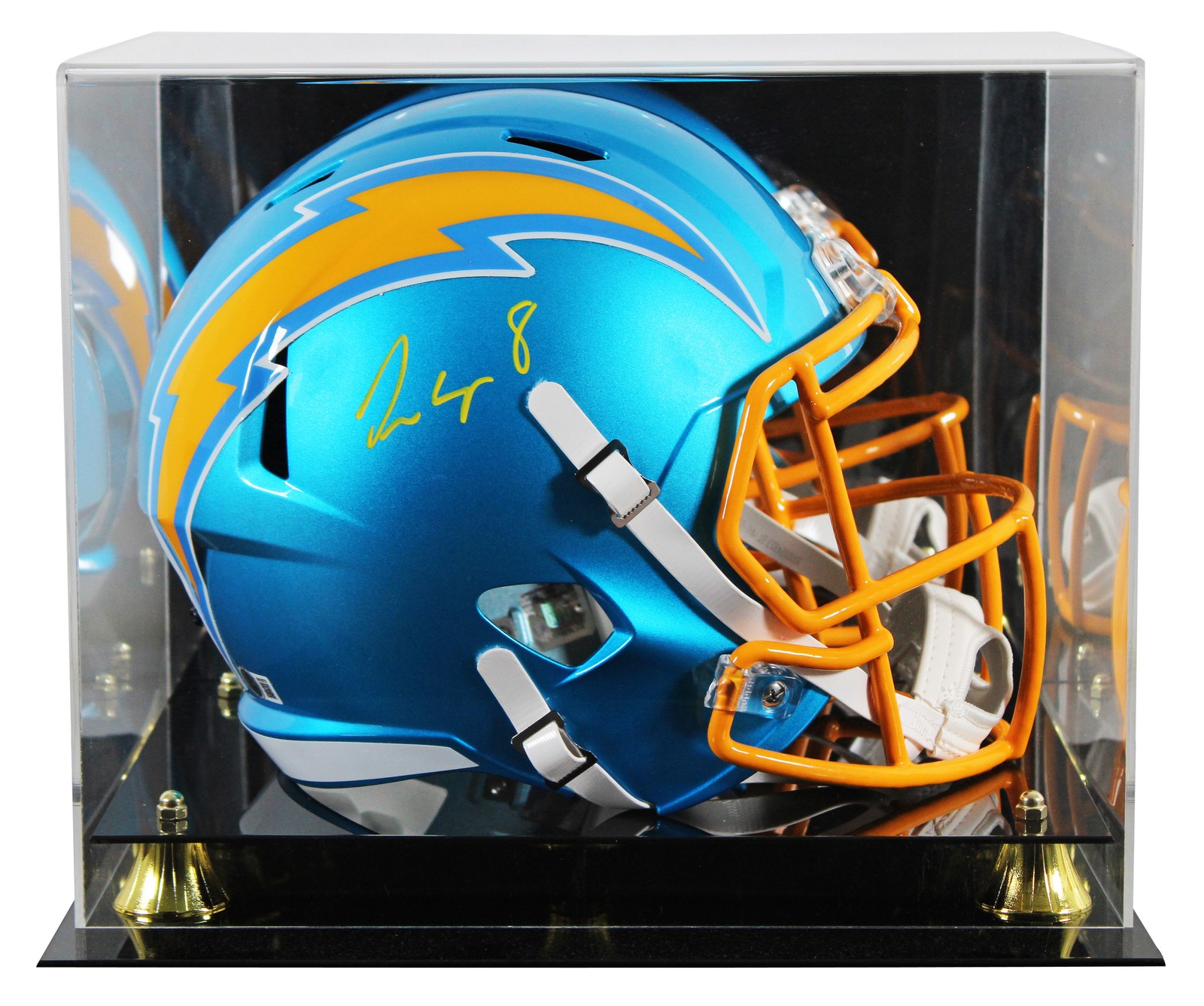 Omarion Hampton Autographed Signed Los Angeles Chargers Chargers Flash Full Size Speed Rep Helmet W/ Case BAS Wit 