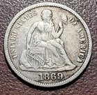 1869 Seated Liberty Dime VF Very Fine Ten Cents Type Coin