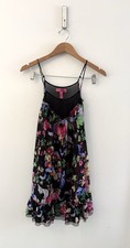Betsey Johnson Intimates Babydoll Camisole Lingerie Dress Black Floral Medium