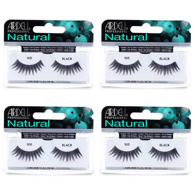 Natural Lashes False Eyelashes 106 Black (4 Pack)