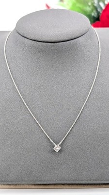 Solitär Halskette mit Diamant besetzt Prinzessinnenschliff ca. 0,30ct 750 Mi Gold