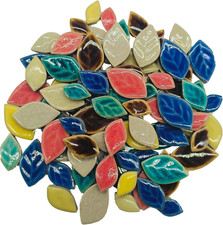 Glazed Ceramic Mosaic Tiles for Crafts, 1.1Lb Leaf Petal Tiles for Mosaic Crafts