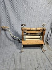 Antique Hibbard Spencer Bartlett Co Wood Clothes Wringer Vintage Hand Crank