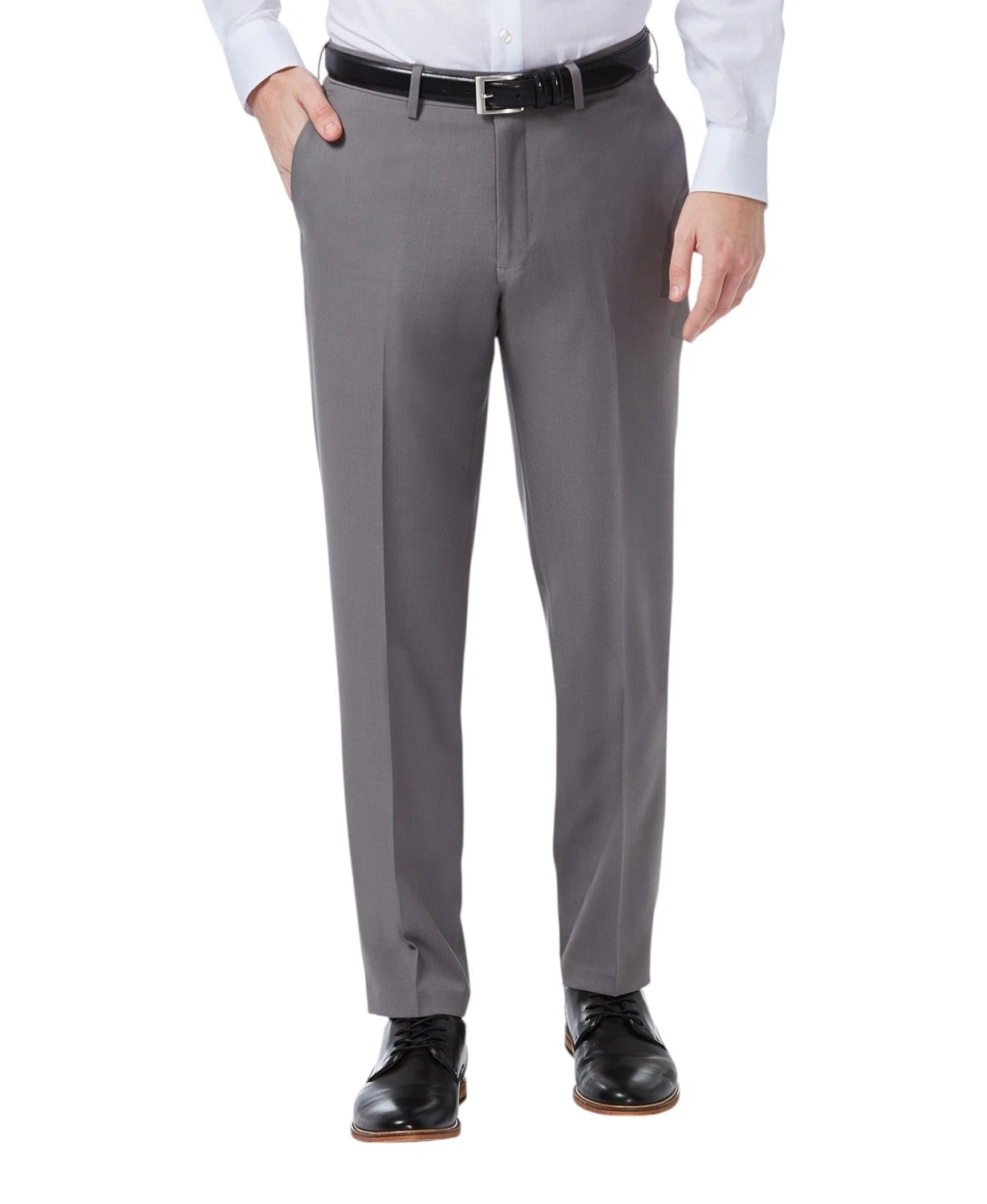 Haggar Mens Slim fit Dress Pants 33 / 30 Mid Gray Solid