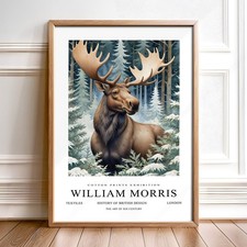 William Morris Inspired Prints Exhibition Poster Art Woodland Winter Animals