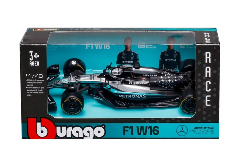 Modellino Mercedes W16 George Russell F1 2025 Scala 1/43 Burago - Immagine 2 di 2