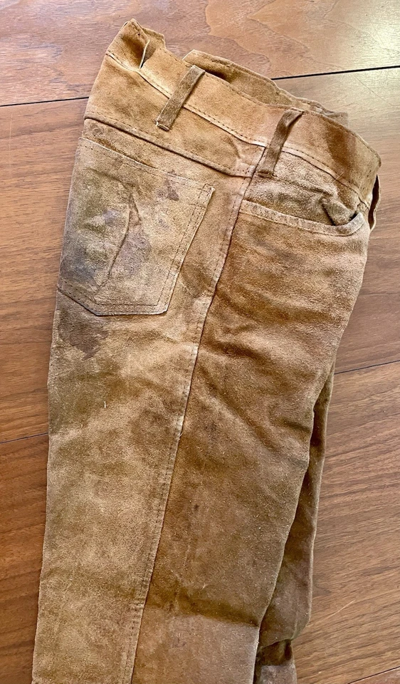 复古 Bushwhacker 西部麂皮绒裤子男式 30 英寸牛仔 Conchos Rancher 美国 * * — 第 3/4 张图片