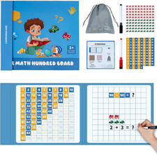 Magnetic Math Hundred Board 1-100 Numbers with 100 Cars Counters Educational Toy