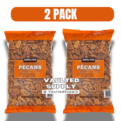 2 Packs Kirkland Signature Pecan Halves 32 oz Each Pack, Total 4 lbs EXP 10/26