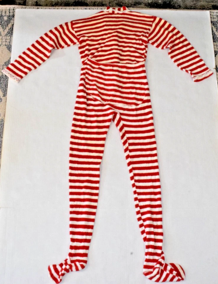 Pijama vintage de una pieza Montgomery Ward XS años 70 menta rayas tela de rizo Foto 2 de 4