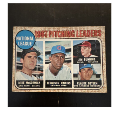 Topps 1968 McCormick Jenkins Osteen Bunning #9 NL League Leaders Card