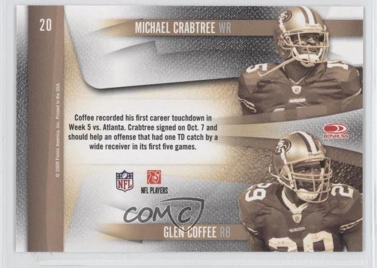 2009 Playoff Contenders Draft Class Michael Crabtree Glen Coffee #20 Rookie RC - Image 2 of 2