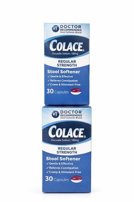 Colace Stool Softener 100mg 30 Capsules (2 Pack) Regular Strength New