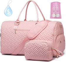 Duffle Bag for Travel, Weekender Bag with Shoe Compartment, Carry on Overnight B