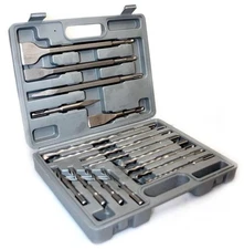 17pcs  Drill BITS & Chisel SDS Plus Rotary Hammer BIT Concrete Drill Bit Set