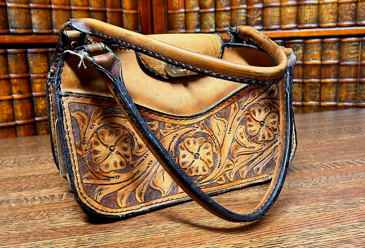 Purse, Western Design (Prison Made) Hand Tooled Leather, handmade