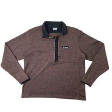 Columbia Sweatshirt Mens XL Chestnut Black Sweater Weather Half Zip Fleece Lined