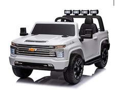 24V 2-Seater Truck Licensed Chevrolet Silverado Ride On Car Toy 3 Speeds Music