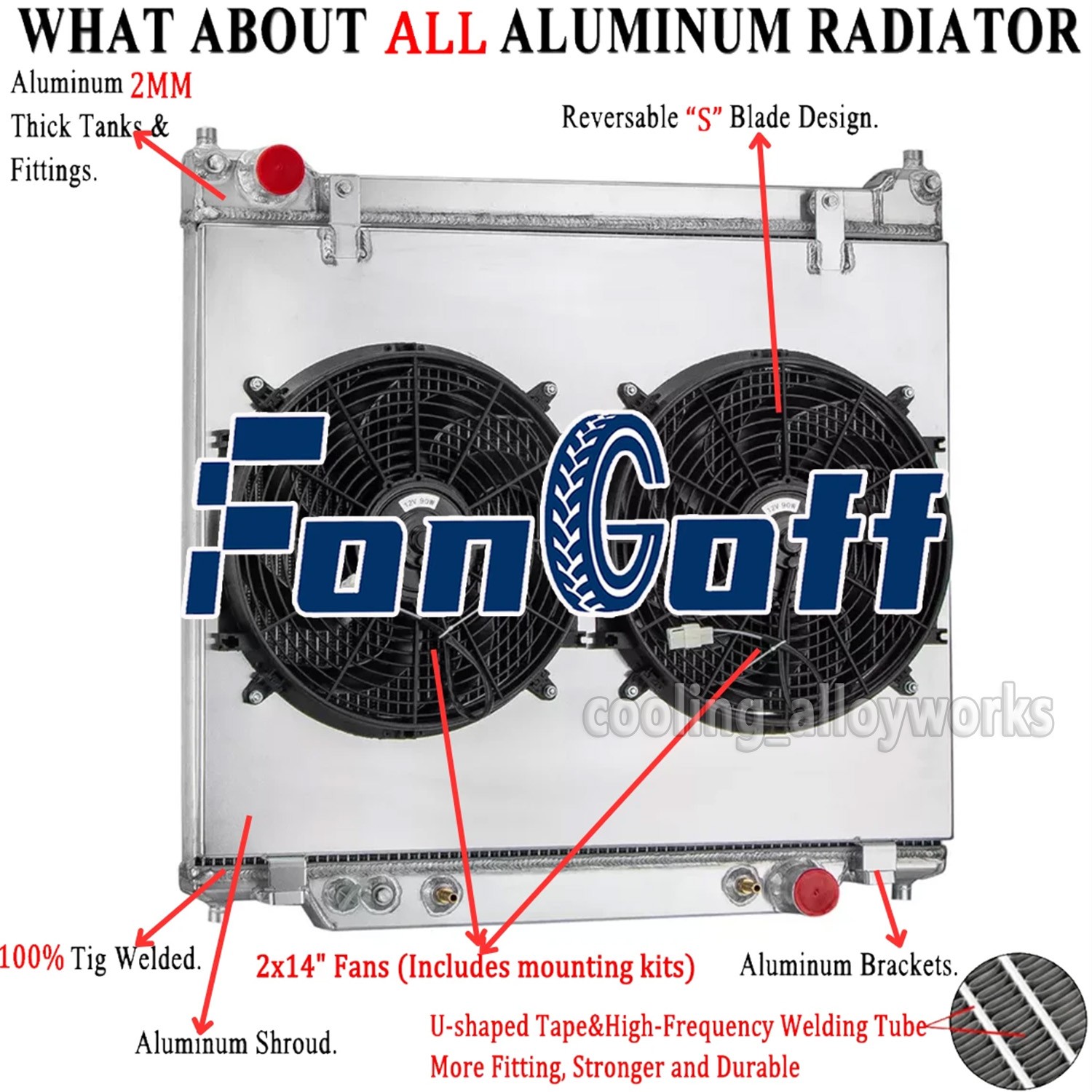 Fit 1995 1996 1997 Ford F250 F350 F59 7.3L Powerstroke 3-Row Radiator Fan Shroud