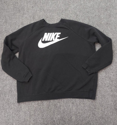 Nike Pullover Sweatshirt Mens XL Black Logo Center Swoosh Crew Neck Fleece Soft