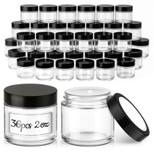 2 oz Glass Jars with Lids, 36 Pack Clear Small Glass Jars with Black Lids Leakpr