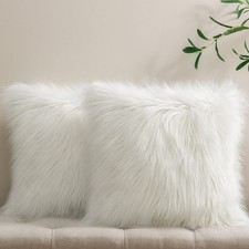 Phantoscope 2-Pack Faux Fur Striped Throw Pillow Covers Cushion Decor 22x22"