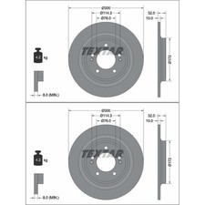 2x TEXTAR BREMSSCHEIBEN 300mm VOLL HINTEN passend für HYUNDAI TUCSON KIA