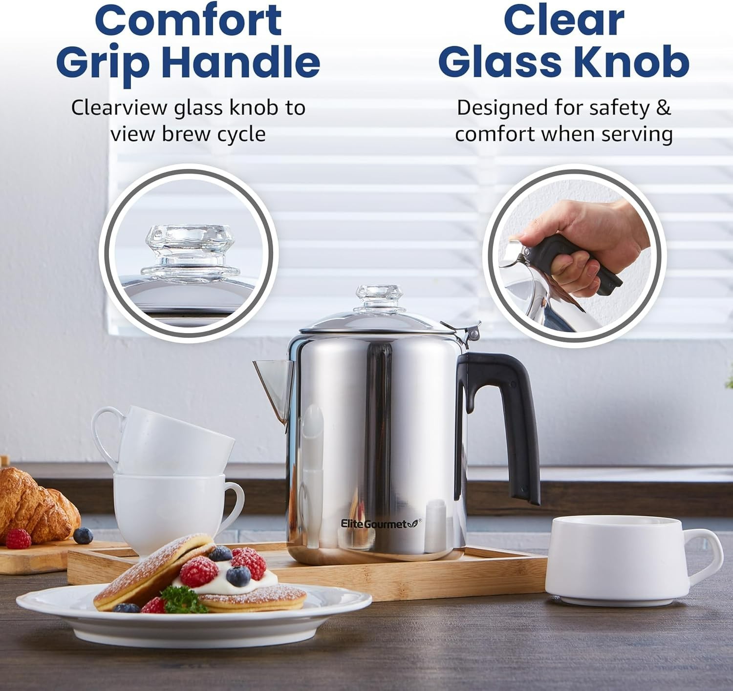 Heavy Duty Stove Top Percolator Yosemite Coffee Pot Maker Stainless Steel 8-Cup