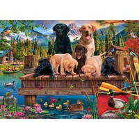 Schmidt Spiele Puzzle 1000 Teile Hundefamilie Am See