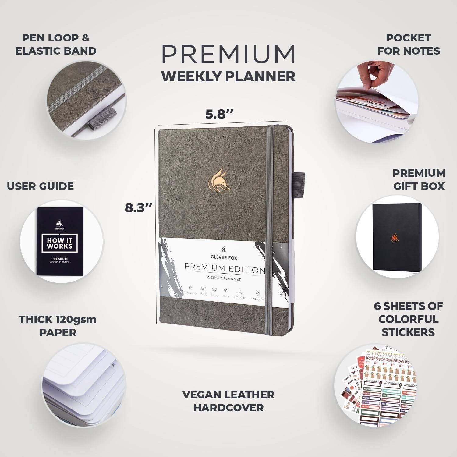 Clever Fox Planner Premium Edition Weekly Planner A5