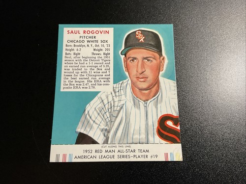 Saul Rogovin #19 1952 Red Man Tobacco card