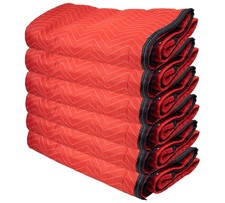 6PK 72"x80" Woven Moving Blankets for Furniture  Appliance Protection - Red