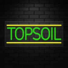 Topsoil Neon Sign for Retail Displays | LED Flex Neon | 24"W x 10"H x 1"D