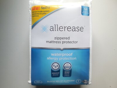 Allerease Waterproof Allergy Protection Zippered Mattress Protector Size Full 