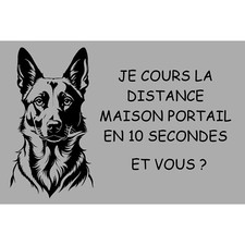 plaque ATTENTION AU CHIEN Berger Allemand - Argent 150x100mm
