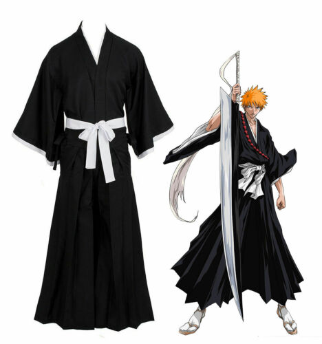 Bleach Kurosaki Ichigo Robe Cloak Coat Japanese Anime Cosplay Halloween Costume - 第 1/16 張圖片