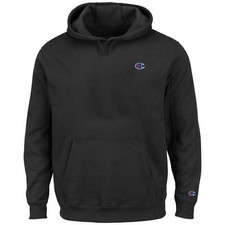 Big Tall Men's Champion Pullover Hoodie Logo Drawstrings Black Size MT, LT