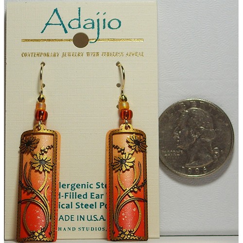 Pendientes perforados de filigrana jardín margarita Adajio naranja y albaricoque hechos en Colorado - Imagen 3 de 4