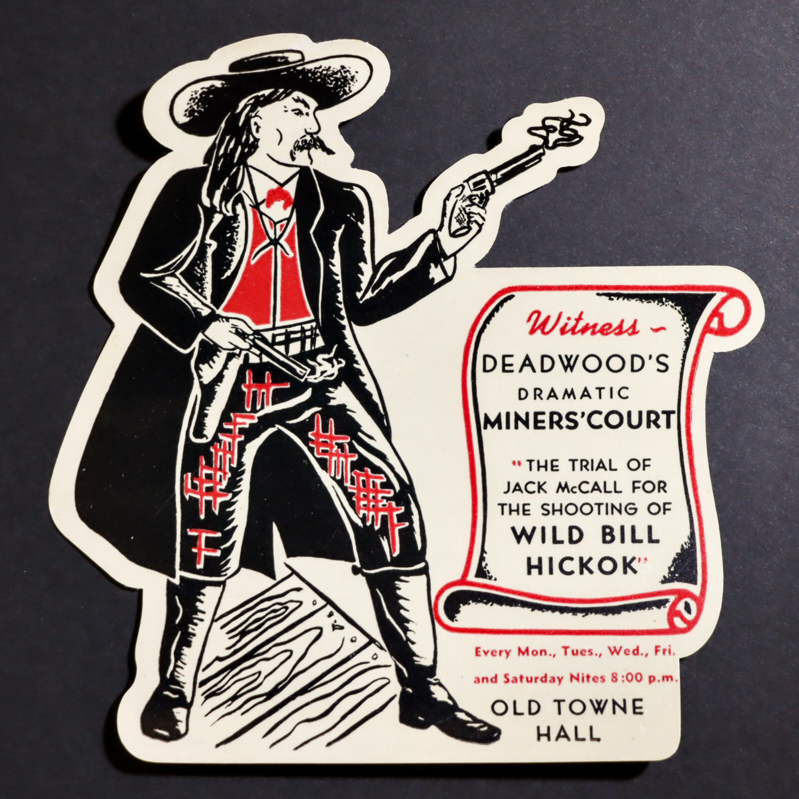 Vintage 1954 Deadwood SD Miner's Court Luggage Label Decal Stagecoach-image