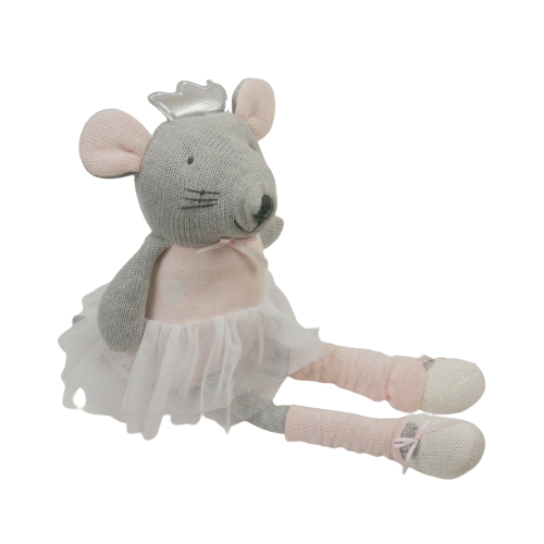 ElegantBaby Grey Ballerina Plush Mouse 16 inch Dancer Knit Tutu Point Shoes - 第 1/5 張圖片
