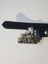 Great American Products Train 4293 Belt Buckle And Leather Belt 29" Vintage USA