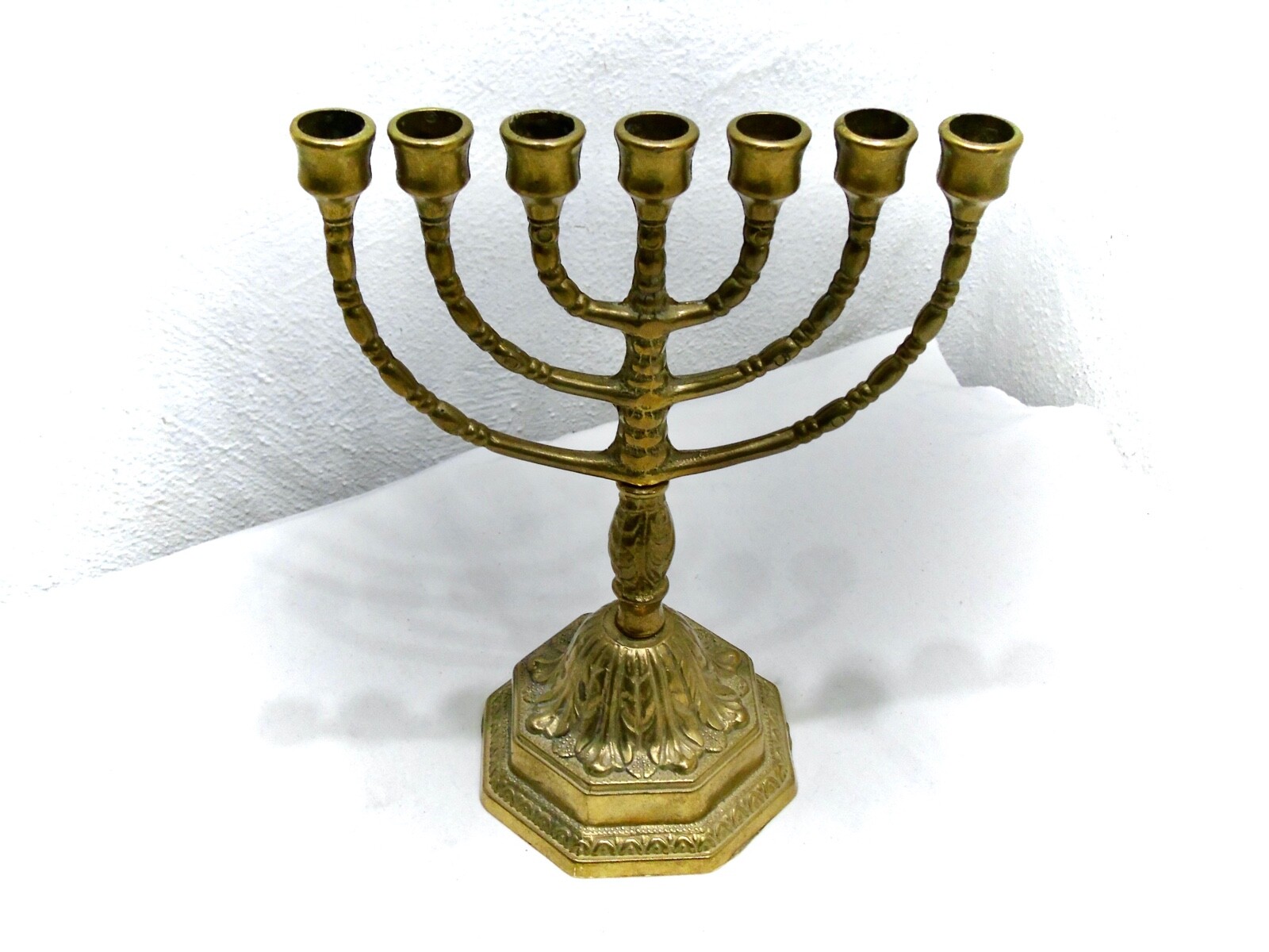 Vintage 7 Flammige Menora Kerzenständer Messing 660g 50er RAR