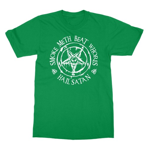 Smoke Meth Beat Whores Hail Satan Religious Spoof Gifts Unisex Tee Tshirt - Picture 4 of 16