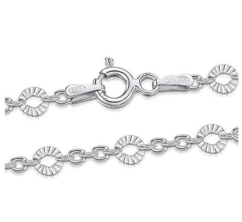 Joyería - Collar - Fina Plata De Ley 925 - Cadena de Belcher con Disco - 55cm - Imagen 2 de 3