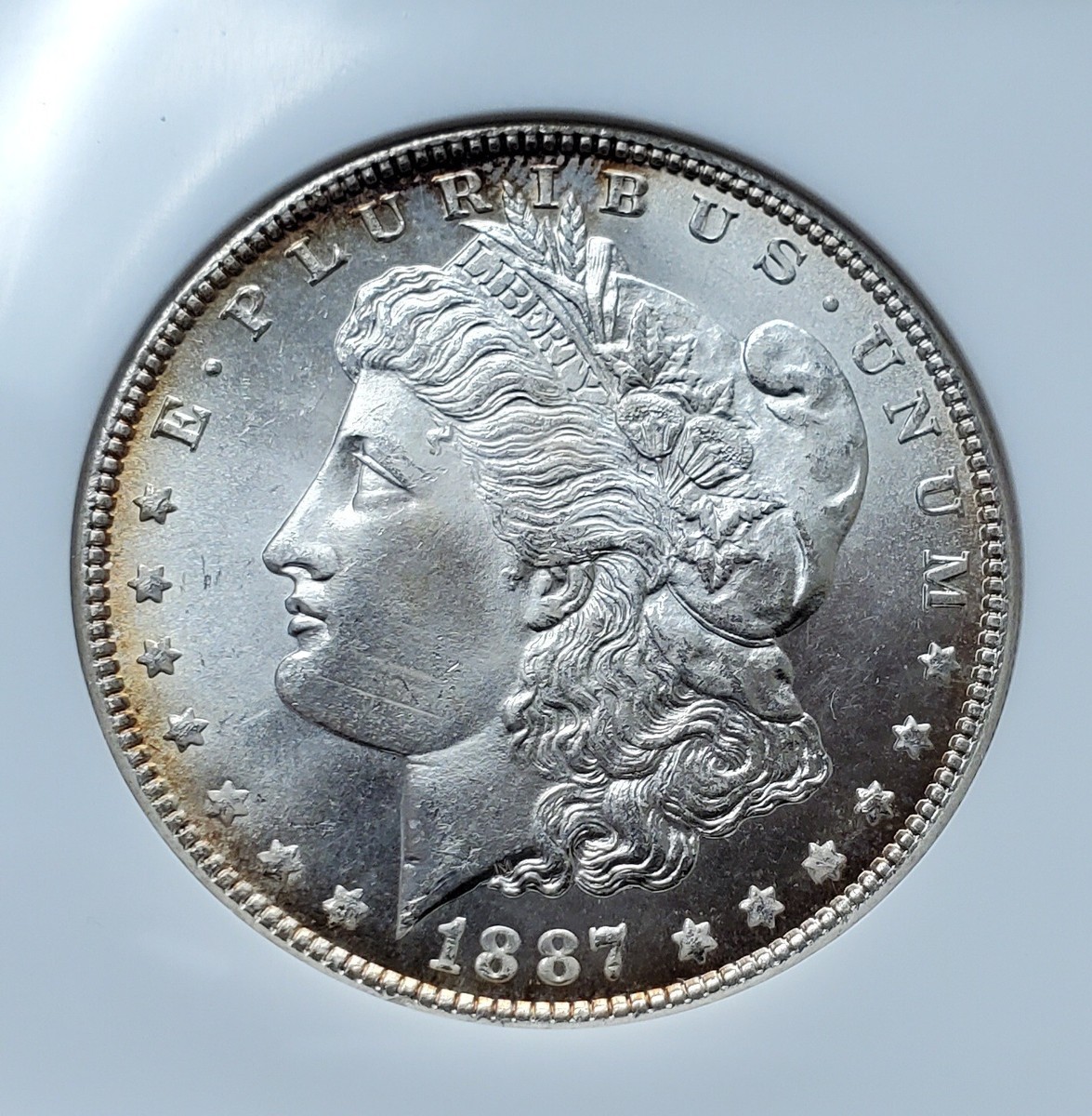 1887 P Morgan Silver Dollar NGC Ms65 Old Fatty Holder Toned Vam12