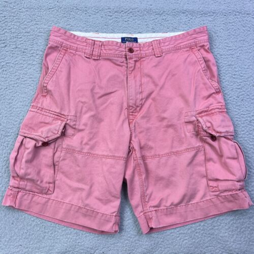 Polo Ralph Lauren Cargo Shorts Mens 38 Pink Classic Military Casual Surf Y2K 10"