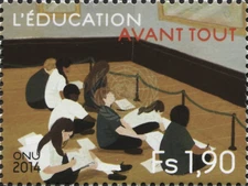 UN Geneva #Mi882 MNH 2014 Students Sitting Floor and Writing [588]