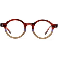 Round Glasses Asian Fit Nose Pads Acetate Eyeglasses Clip On Sunglasses Frame